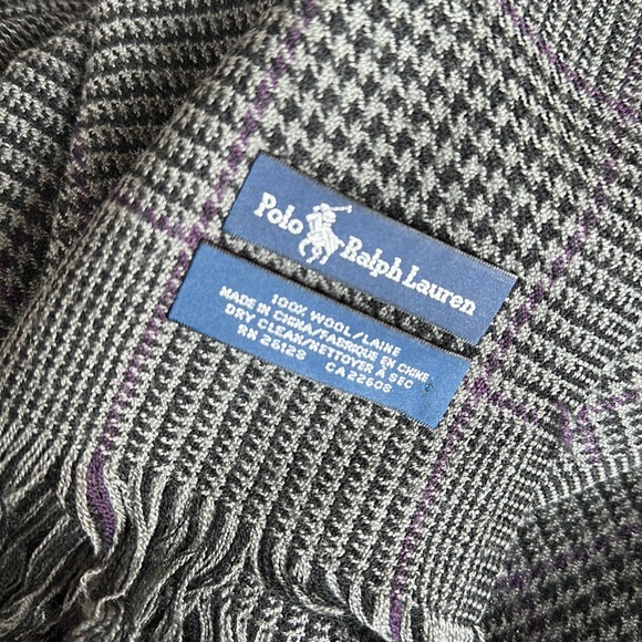 Vintage new Ralph Lauren 100% wool plaid checkered houndstooth microprint scarf - Picture 3 of 5